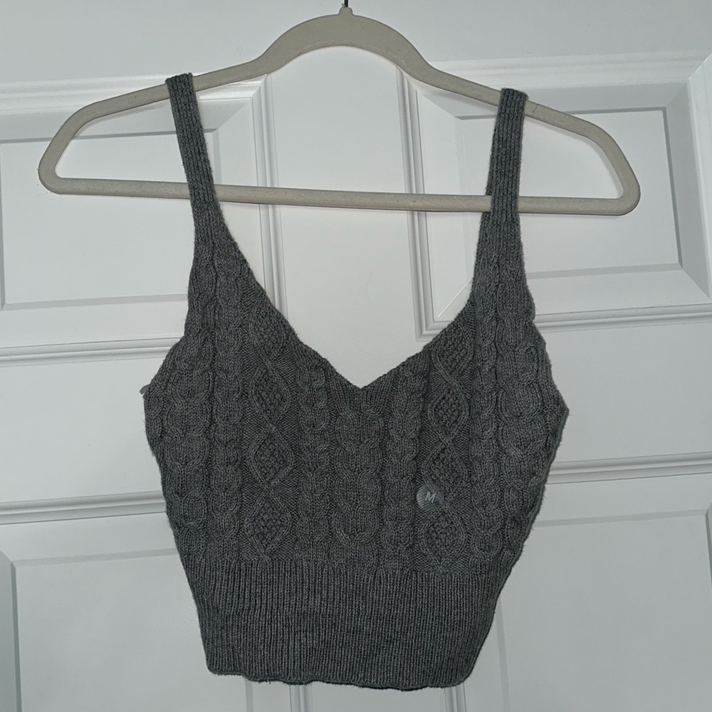 Pac Sun “ME to WE” grey sweater tank top, cropped (size Medium)